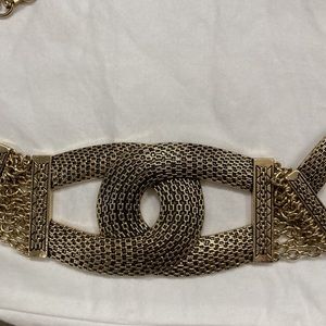 Chico's 1990s CHUNKY antique gold tone colored metal link style chain belt SizeM